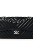 Lambskin Chevron Quilted Small Double Flap Black