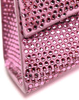 Strass Suede Hourglass Top Handle Bag XS Pink
