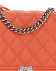 Caviar Quilted Boy Wallet On Chain WOC Orange