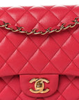Caviar Quilted Medium Double Flap Dark Pink
