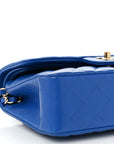 Caviar Quilted Small Double Flap Blue