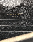 Grain De Poudre Matelasse Chevron Monogram Envelope Chain Wallet Black