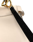 Vitello Seta Snakeskin Monster Eyes Medium Peekaboo Iconic Satchel Amido Sand Black