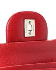 Caviar Quilted Jumbo Double Flap Dark Red
