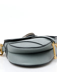 Grained Calfskin Saddle Bag With Strap Stone Grey