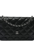 Caviar Quilted Wallet on Chain WOC Black
