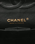Lambskin Chevron Quilted Medium Double Flap Black