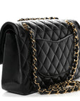 Lambskin Quilted Medium Double Flap Black