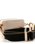 Perforated Calfskin Small Snapshot Camera Bag Tapioca