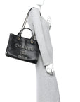 Caviar Small Studded Deauville Tote Black