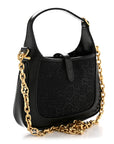 New Canvas Charisma Calfskin Crystal GG Monogram Mini Jackie 1961 Hobo Black