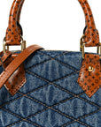 Denim Calfskin Reverse Monogram Malletage Alma BB Blue