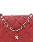 Caviar Quilted Wallet on Chain WOC Red
