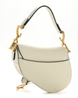 Grained Calfskin Mini Saddle Bag White