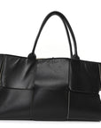 Nappa Maxi Intrecciato Medium Arco Tote Black White