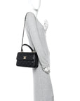 Lambskin Quilted Small Trendy CC Dual Handle Flap Bag Black