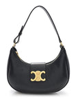 Smooth Calfskin Medium Strap Ava Triomphe Shoulder Bag Black
