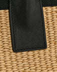 Raffia Linen Calfskin Rive Gauche Tote Naturale Black