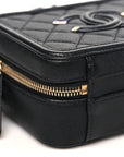Caviar Quilted Small CC Filigree Vanity Case Black