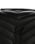 Calfskin Y Quilted Monogram Monochrome Medium Loulou Chain Satchel Black