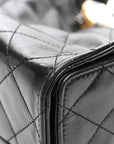 Shiny Crumpled Calfskin Quilted Small CHNL 25 Handbag Black