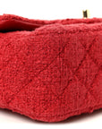 Tweed Quilted Mini Rectangular Flap Red