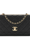 Lambskin Quilted Trendy CC Wallet On Chain WOC Black