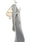 Grained Calfskin Saddle Bag White
