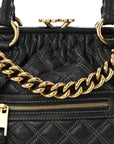 Calfskin Quilted Stam Dark Grey