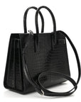 Calfskin Crocodile Embossed Baby Sac De Jour Black