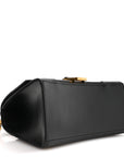 Shiny Box Calfskin Small Hourglass Top Handle Bag Black