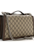 GG Supreme Monogram Textured Dollar Calfskin Top Handle Dionysus Shoulder Bag Beige Ebony New Acero