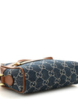 New Denim GG Monogram Dollar Calfskin Mini Ophidia Shoulder Bag Blue Tea Cuir Epilog