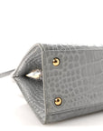 Crocodile Embossed Calfskin Mini Frances Tote Cloud Grey