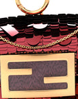Sequin Paillettes Shiny Nappa Sex and the City Nano Maxi Buckle Baguette Charm Granata