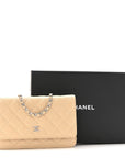 Caviar Quilted Wallet on Chain WOC Beige