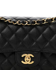 Caviar Quilted Small Double Flap Black