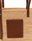 Raffia Small Square Basket Tote Bag Natural Tan