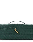 Nappa Intrecciato Long Andiamo Top Handle Clutch Emerald Green