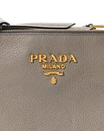 Vitello Phenix Double Zip Crossbody Bag Argilla