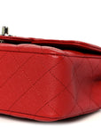 Caviar Quilted Mini Rectangular Flap Red