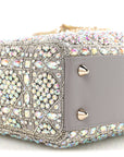 Calfskin Satin Celestial Bead Embroidery Embroidered Small Lady D1OR Grey Multicolor