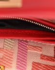 Vitello Seta Canvas FF Embroidered Peekaboo Iconic Satchel Rosso Cardinale Multicolor