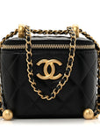 Calfskin Quilted Mini Perfect Fit Vanity Case With Chain Black