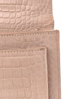 Calfskin Crocodile Embossed Medium Monogram Sunset Rose Antic