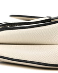 Grained Calfskin Mini Saddle Bag White
