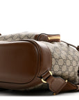 GG Supreme Monogram Azalea Calfskin Retro Interlocking G Buckle Backpack Beige Ebony Brown Sugar