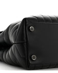 Calfskin Y Quilted Monogram Large Loulou Chain Satchel Black