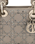Satin Crystal Cannage Mini Lady D1OR Gray