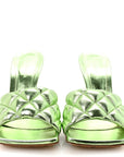 Metallic Nappa Reflection Matelasse Padded Mule Sandals 37 Pistachio